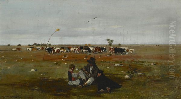 Pasture Oil Painting by Stanislaw Maslowski