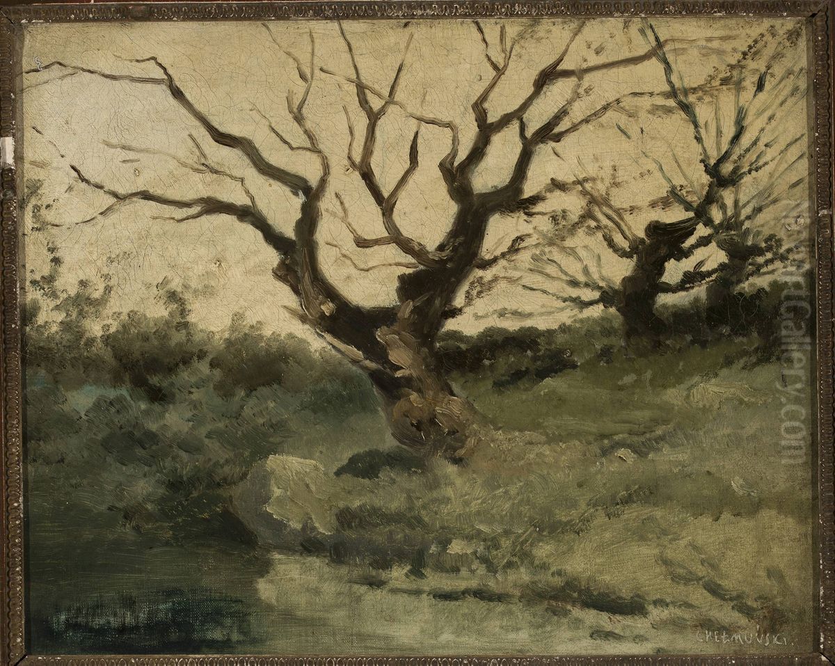 Autumn landscape Oil Painting by Jozef Chelmonski