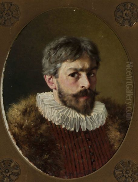 Self-portrait in the 17th-century costume Oil Painting by Edmund Perle
