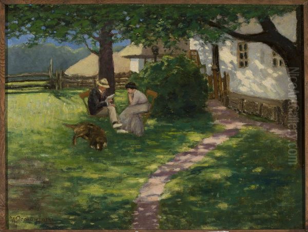 In the garden Oil Painting by Wladyslaw Podkowinski