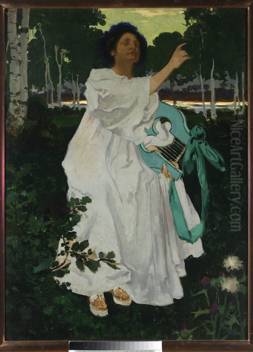Muse Oil Painting by Jozef Mehoffer