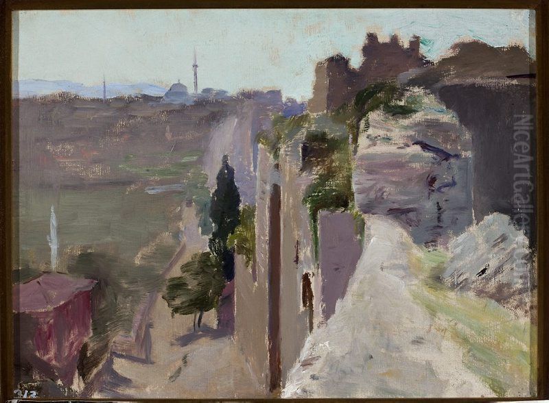 Justinian's wall. From the journey to Constantinople Oil Painting by Jan Ciaglinski