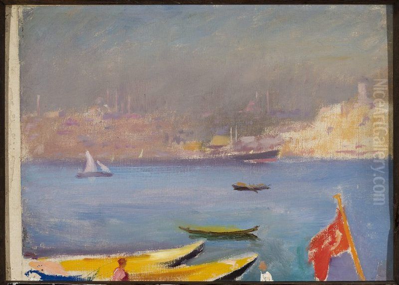 View of Constantinople. From the journey to Constantinople Oil Painting by Jan Ciaglinski
