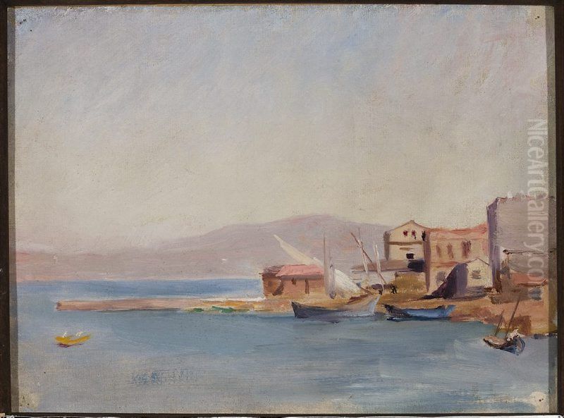 Harbour - study. From the journey to Constantinople Oil Painting by Jan Ciaglinski