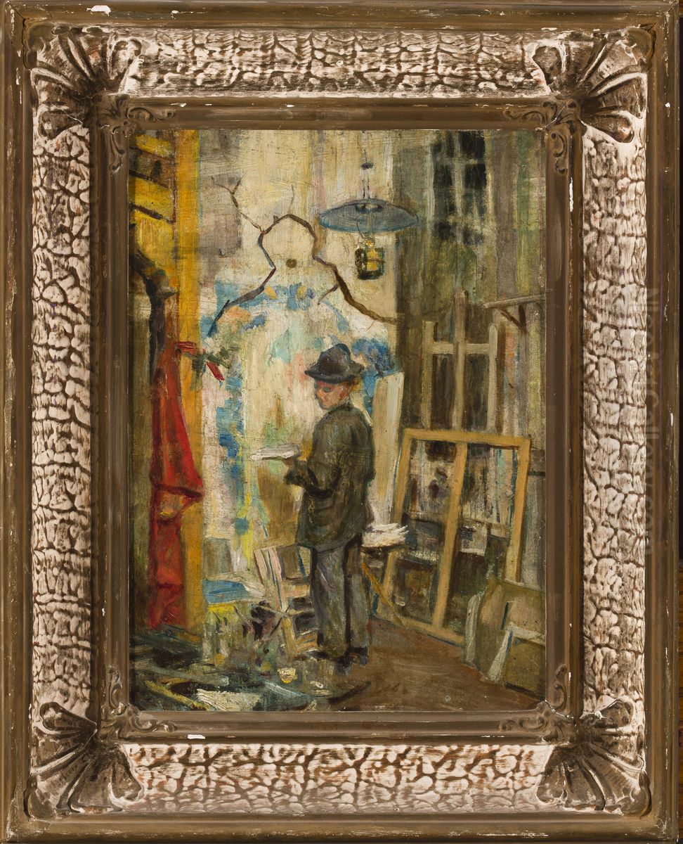 Jozef Mehoffer in the studio Oil Painting by Stanislaw Wyspianski