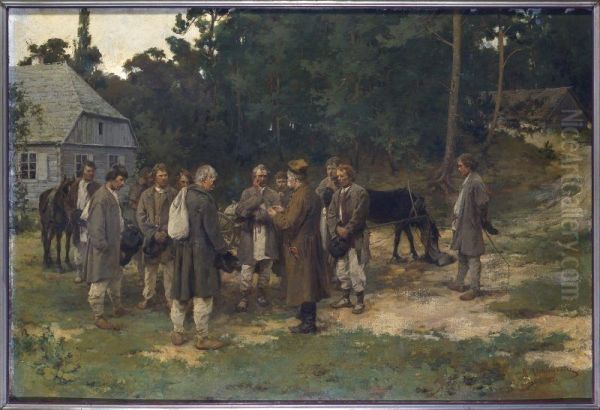 Engaging workers Oil Painting by Kazimierz Alchimowicz