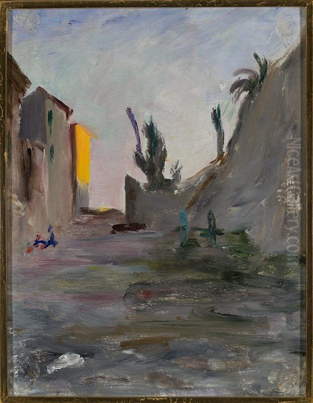 Evening in Bordighera. From the journey to Italy Oil Painting by Jan Ciaglinski
