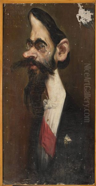 Caricature of Leopold Wasilkowski, sculptor Oil Painting by Konstanty Gorski