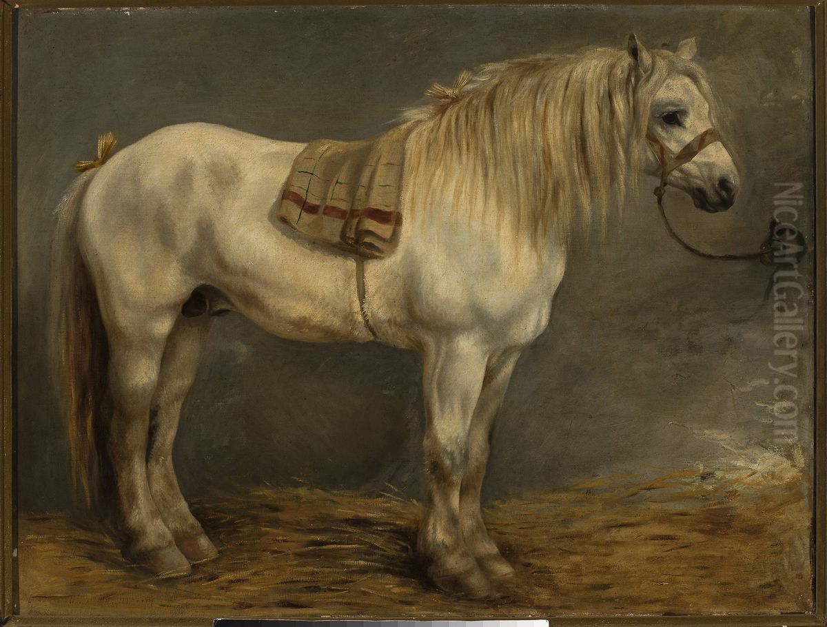 Horse in the stables Oil Painting by Piotr Michalowski