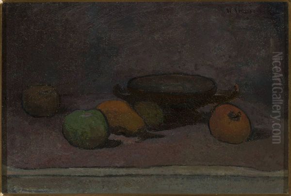 Fruits and bowl Oil Painting by Wladyslaw Slewinski