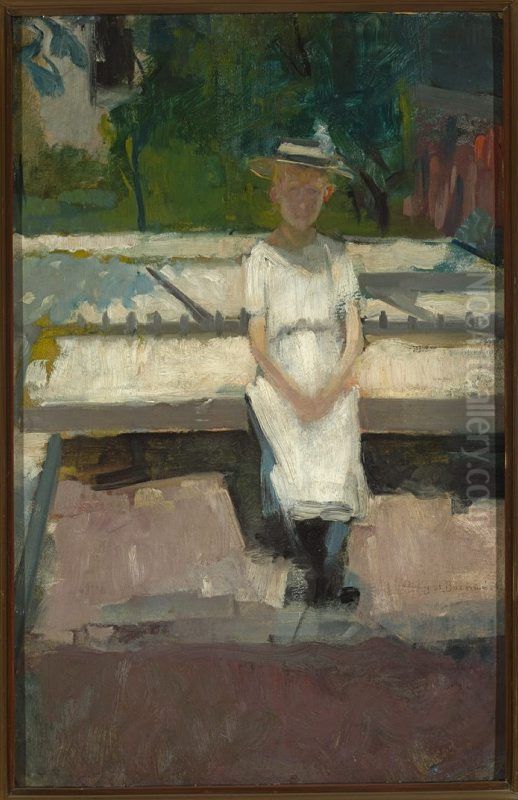 Girl in the garden Oil Painting by Olga Boznanska