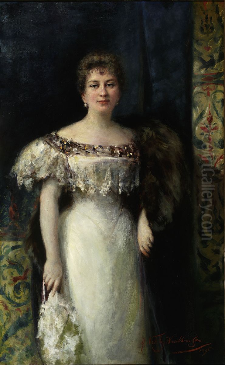 Portrait of Mrs. W.R. Oil Painting by Maria Nostitz-Wasilkowska