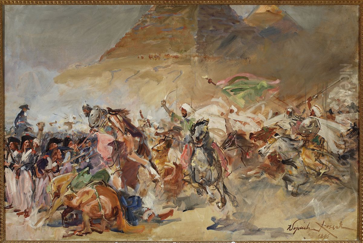 Battle of the Pyramids, sketch Oil Painting by Wojciech Kossak