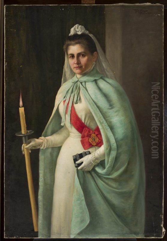 Portrait of countess Konstancja Cichocka Oil Painting by Feliks Cichocki