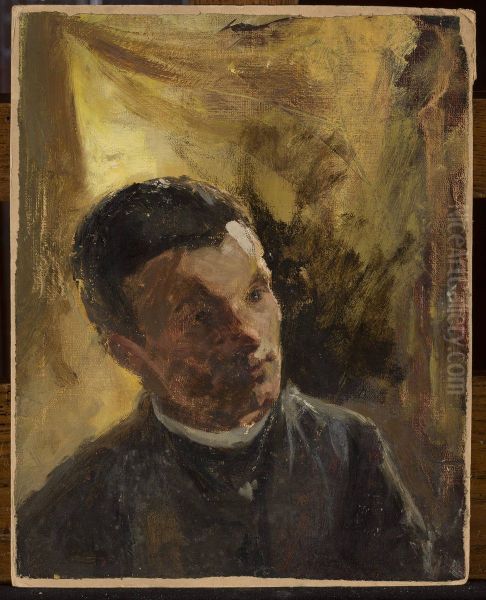 Portrait of Alexander Lensky (1847-1908), Russian artist Oil Painting by Jan Ciaglinski