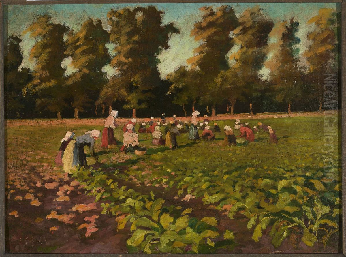 Harvesting beetroots Oil Painting by Franciszek Lubienski
