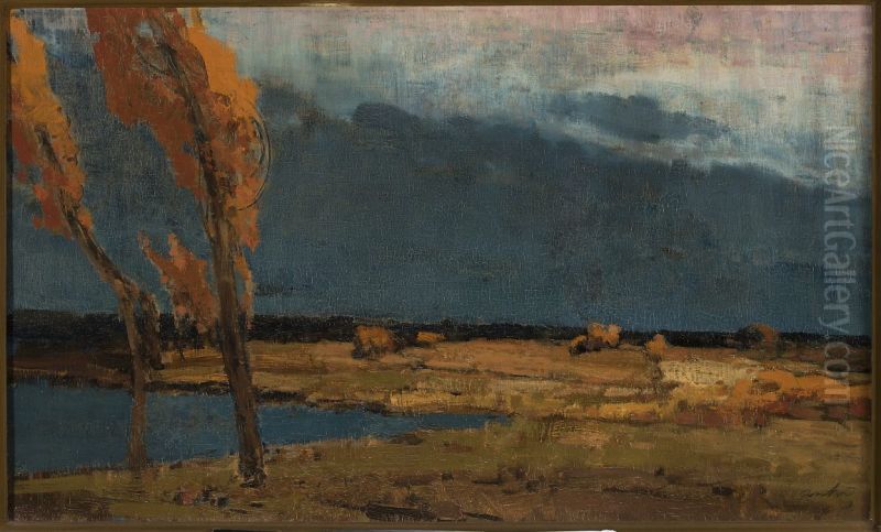 Landscape with poplars /Storm is at hand/ Oil Painting by Wladyslaw Wankie Landscape with poplars /Storm is at hand/ Oil Painting by Wladyslaw Wankie