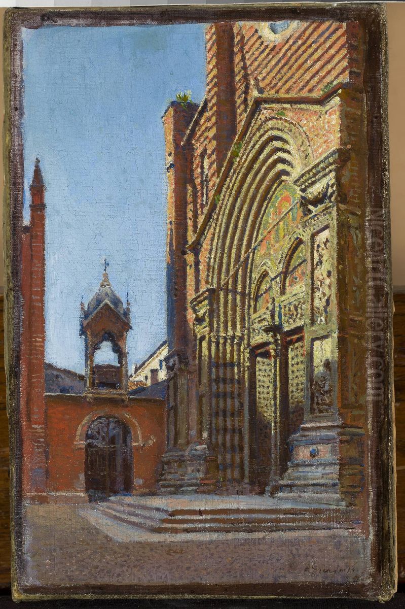 Portal of the church of St. Anastasia in Verona Oil Painting by Aleksander Gierymski