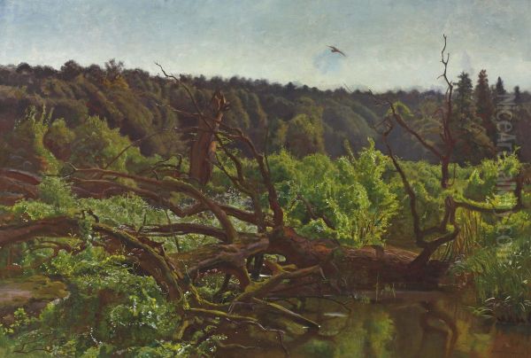 Deep forest - Windthrows Oil Painting by Jozef Chelmonski