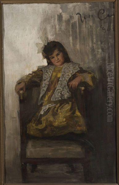 Portrait of a girl, daughter of Mrs. Sachar Oil Painting by Jan Ciaglinski