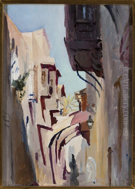 Via Dolorosa in Jerusalem. From the journey to Palestine Oil Painting by Jan Ciaglinski