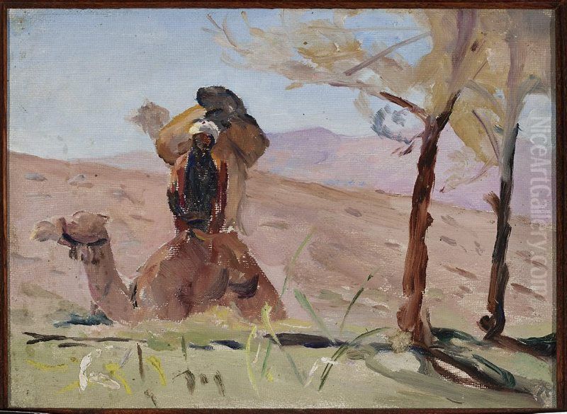 Desert. Resting in Mount Lebanon. From the journey to Palestine Oil Painting by Jan Ciaglinski
