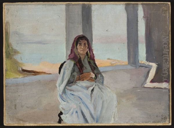 Jewess from Tiberias. From the journey to Palestine Oil Painting by Jan Ciaglinski