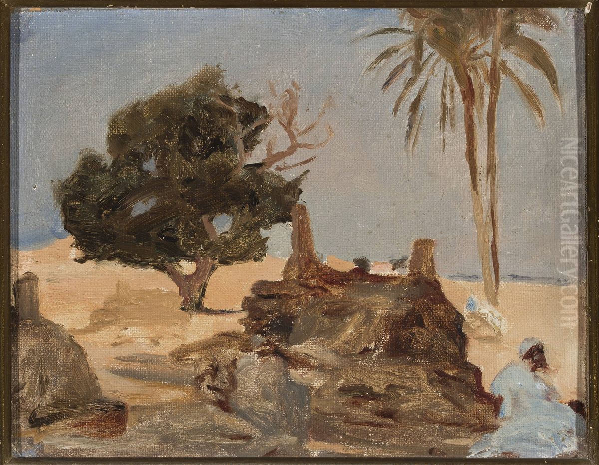 Cemetery at the pyramids. From the journey to Egypt Oil Painting by Jan Ciaglinski