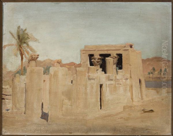 Luxor - bank of the Nile. From the journey to Egypt Oil Painting by Jan Ciaglinski
