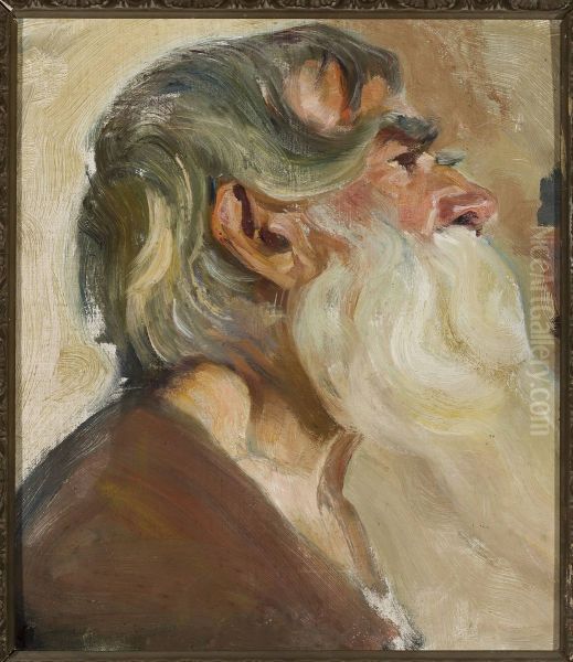 Old man with grey beard Oil Painting by Stanislaw Debicki