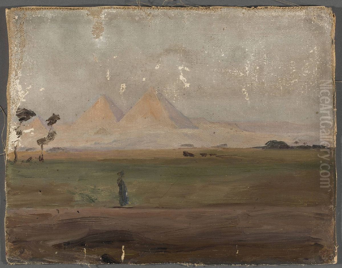 View of the pyramids. From the journey to Egypt Oil Painting by Jan Ciaglinski
