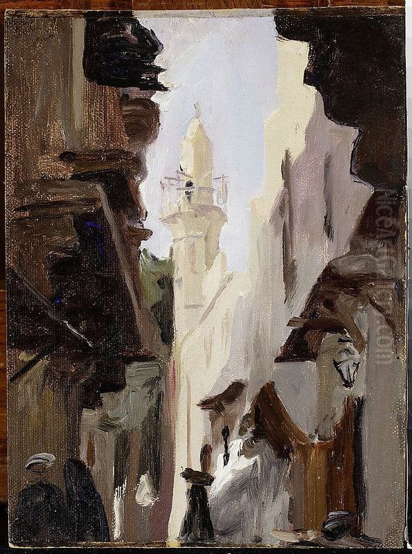 Street in Cairo. From the journey to Egypt Oil Painting by Jan Ciaglinski
