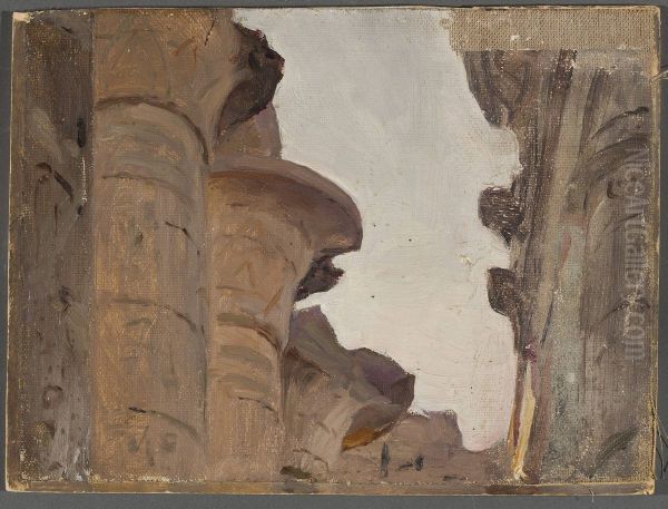 Temple capital. From the journey to Egypt Oil Painting by Jan Ciaglinski