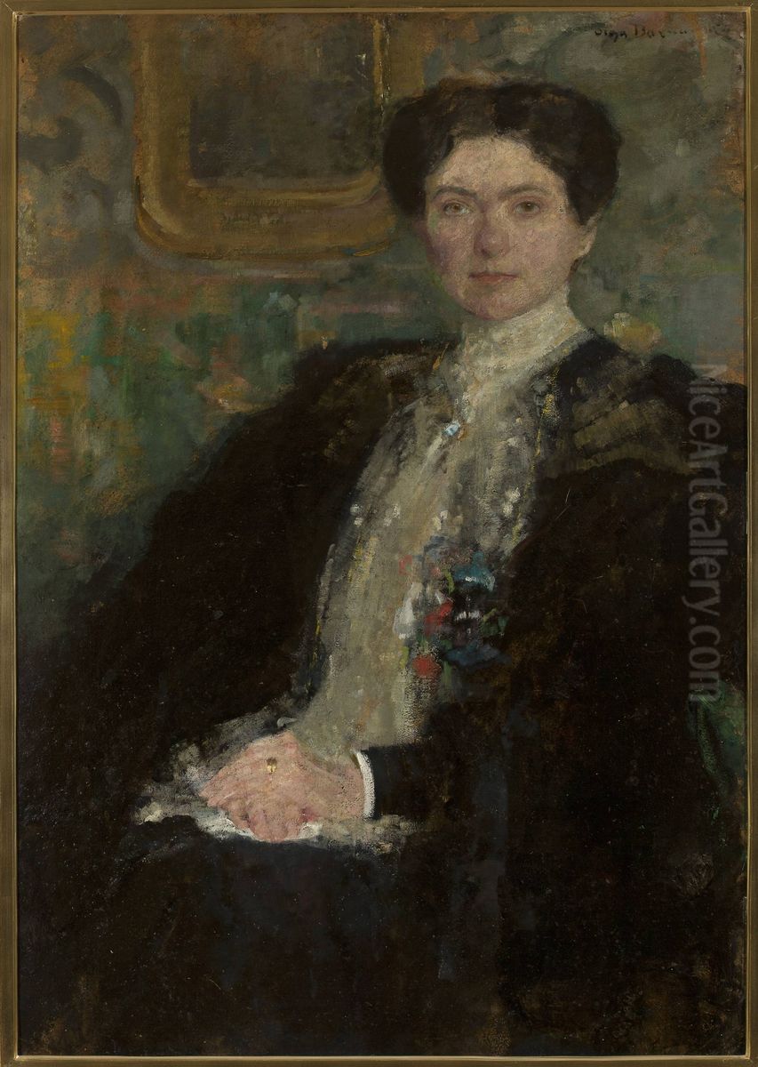 Portrait of Zofia Kirkor-Kiedron nee Grabska (1872-1952) Oil Painting by Olga Boznanska