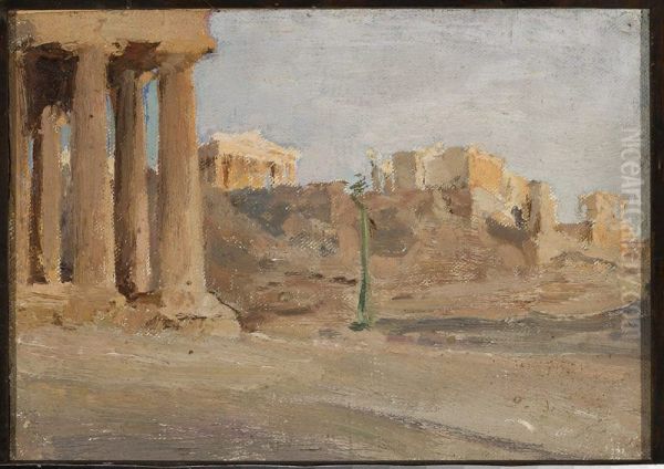Athens - Acropolis. From the journey to Greece Oil Painting by Jan Ciaglinski
