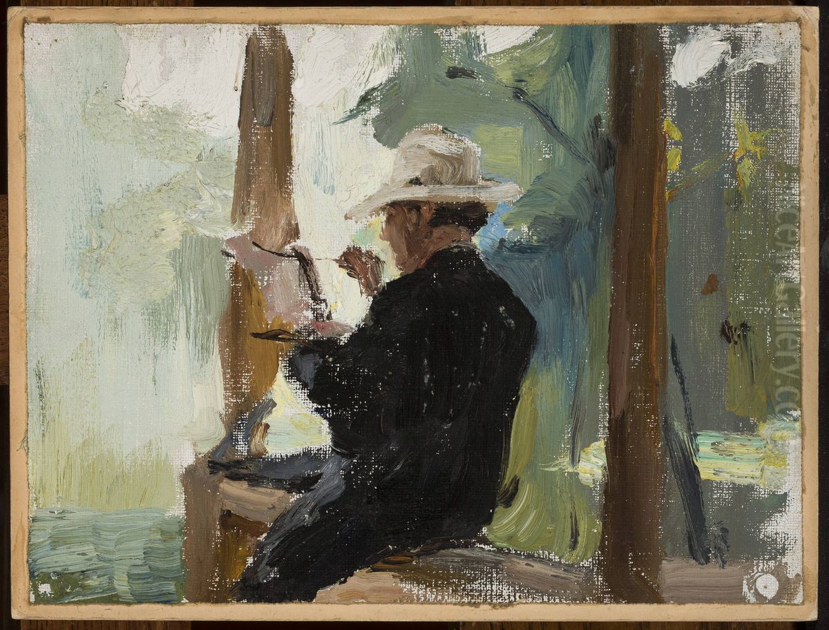 Singer Yershov while painting Oil Painting by Jan Ciaglinski