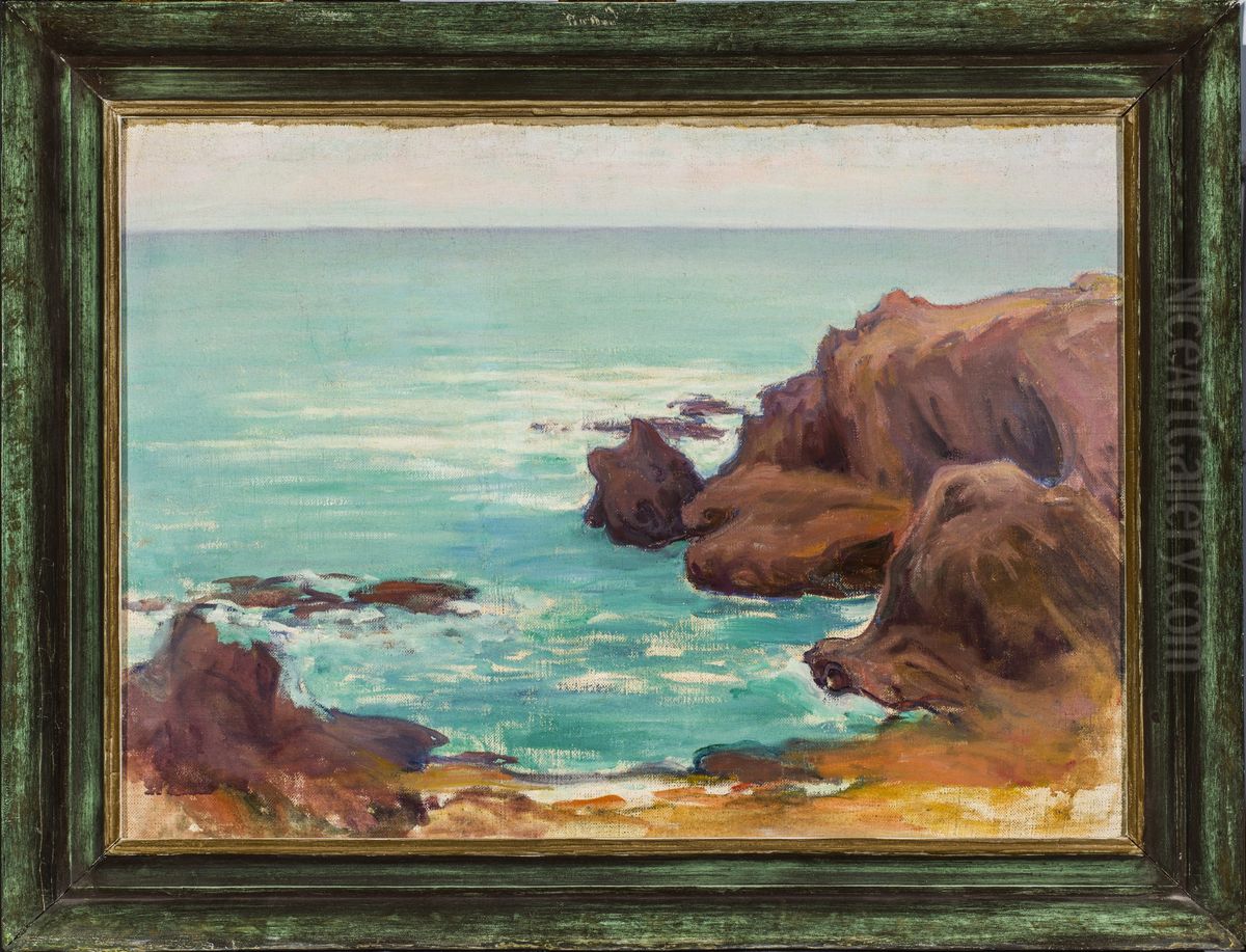 Sea with white waves Oil Painting by Wladyslaw Slewinski
