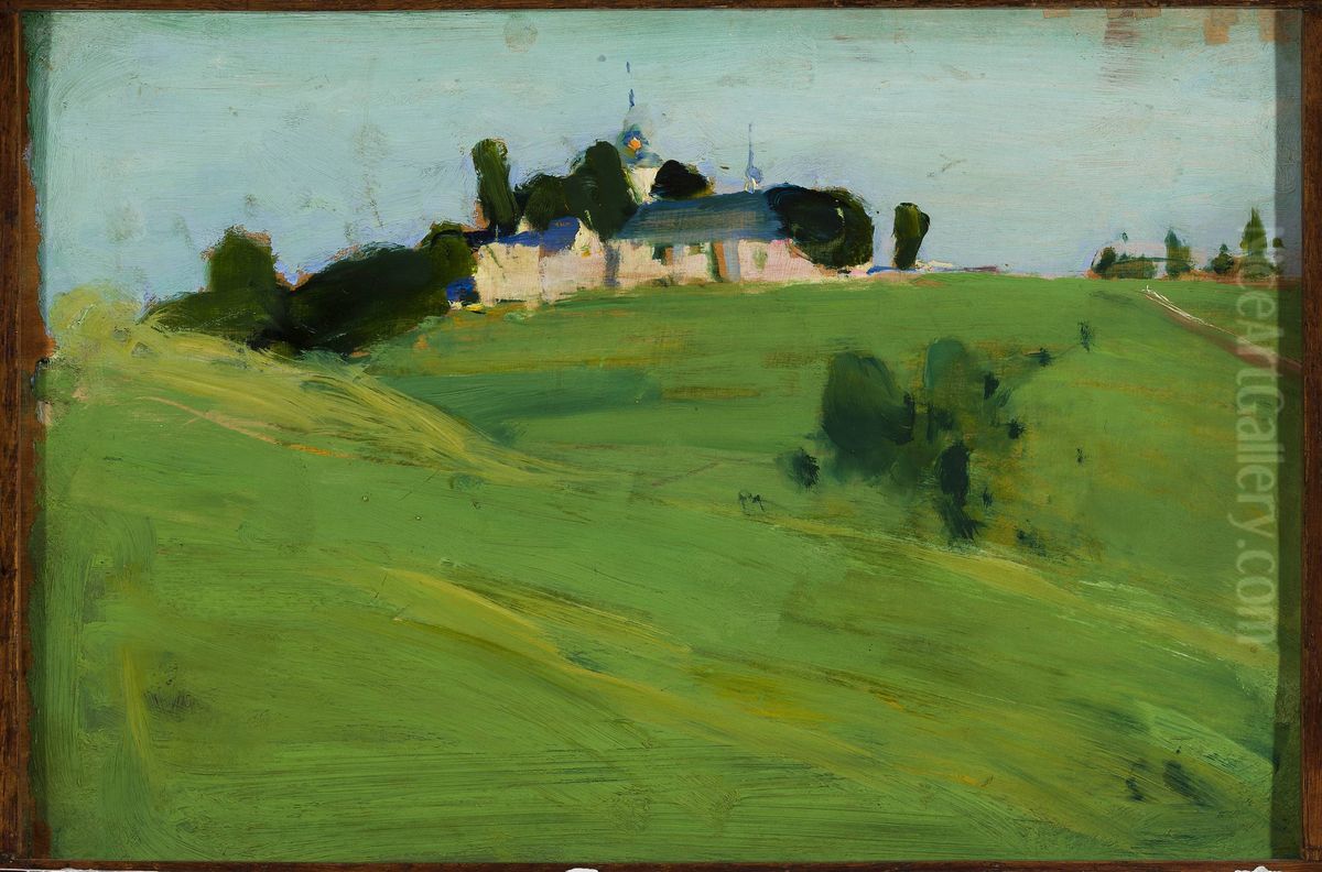 View from Istebna V. Church Oil Painting by Konrad Krzyzanowski
