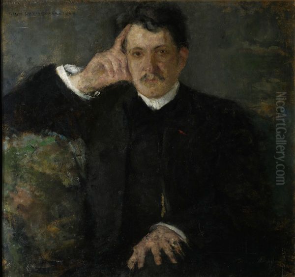 Portrait of August Radwan, pianist Oil Painting by Olga Boznanska