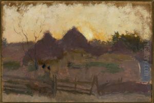 Landscape with haystacks