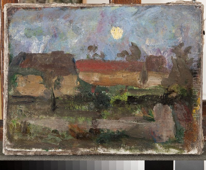 Ksiezyc nad wsia Oil Painting by Tadeusz Makowski
