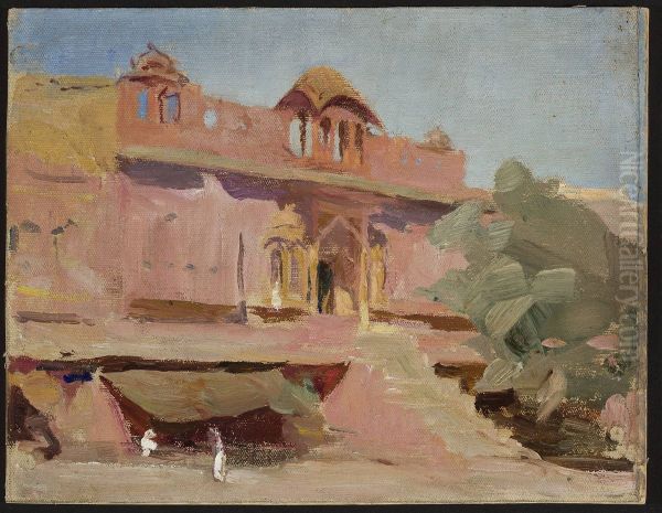 Jaipur - buildings. From the journey to India Oil Painting by Jan Ciaglinski