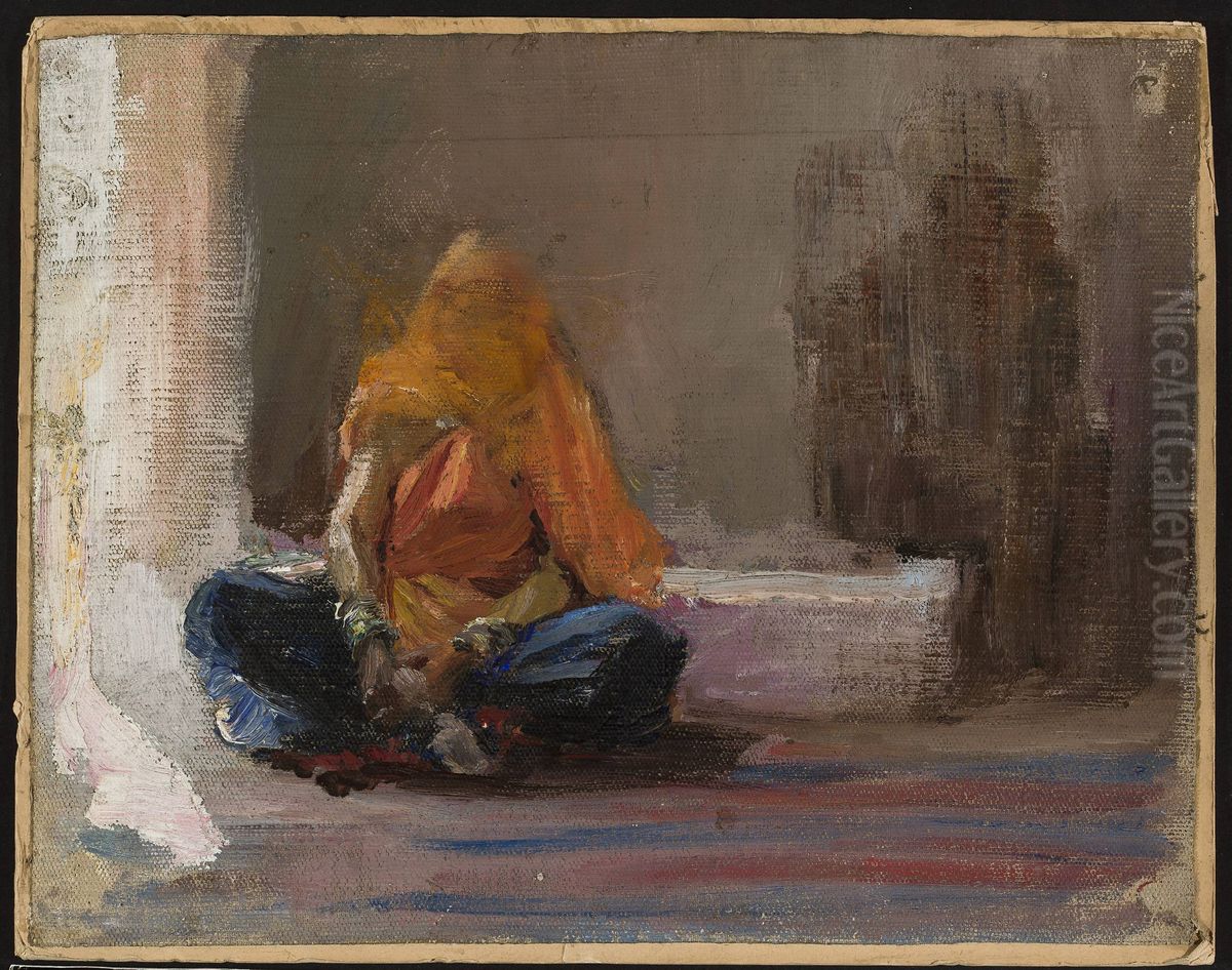 Hindu woman. From the journey to India Oil Painting by Jan Ciaglinski