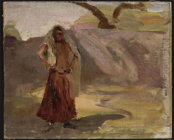 Udaipur - Hindu girl. From the journey to India Oil Painting by Jan Ciaglinski
