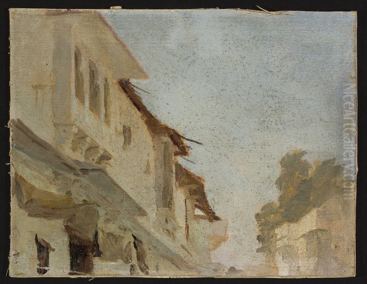 Udaipur - houses. From the journey to India Oil Painting by Jan Ciaglinski