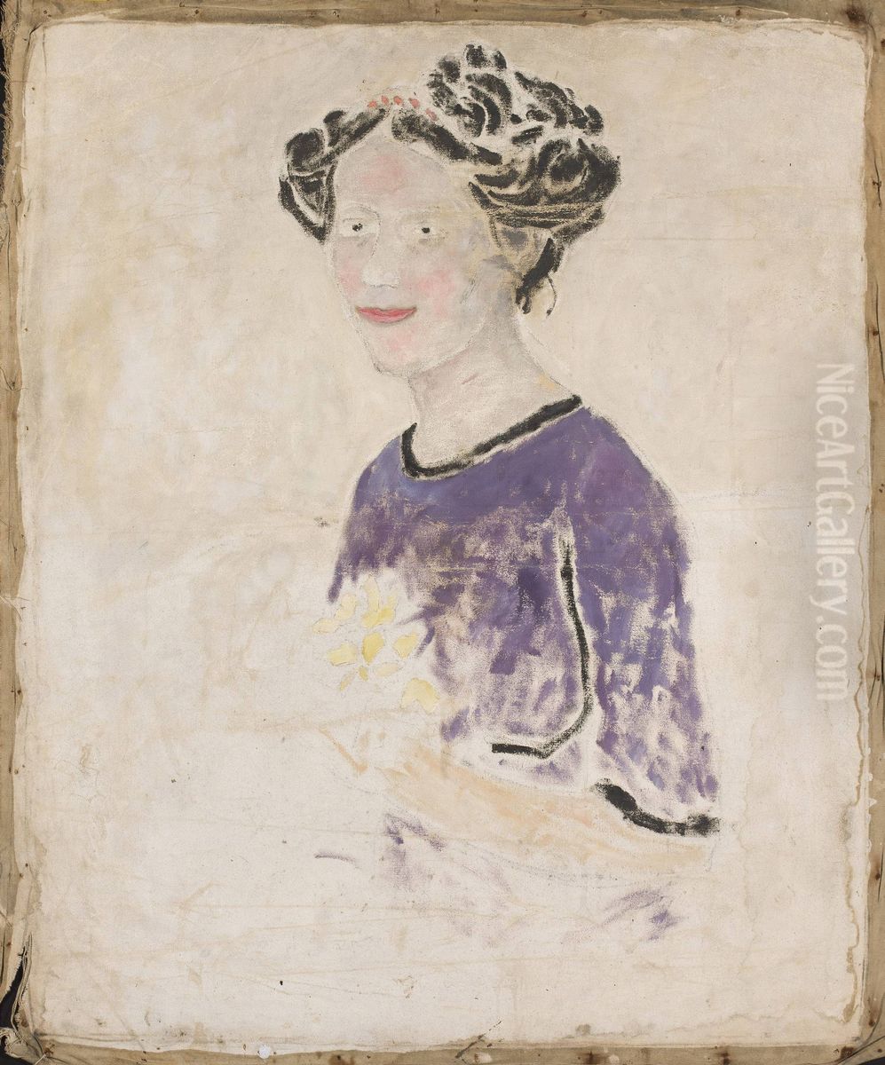 Woman in a lilac dress Oil Painting by Tadeusz Makowski Woman in a lilac dress Oil Painting by Tadeusz Makowski