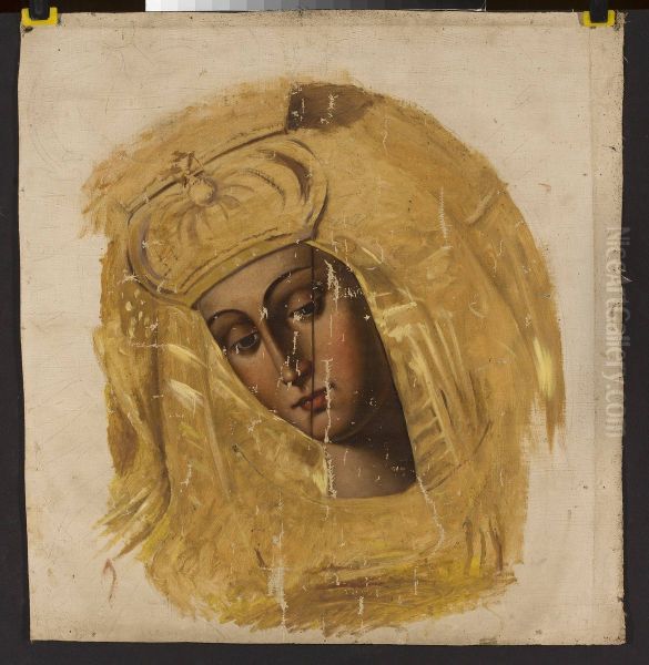 Head of Our Lady of the Gate of Dawn Oil Painting by Konrad Krzyzanowski
