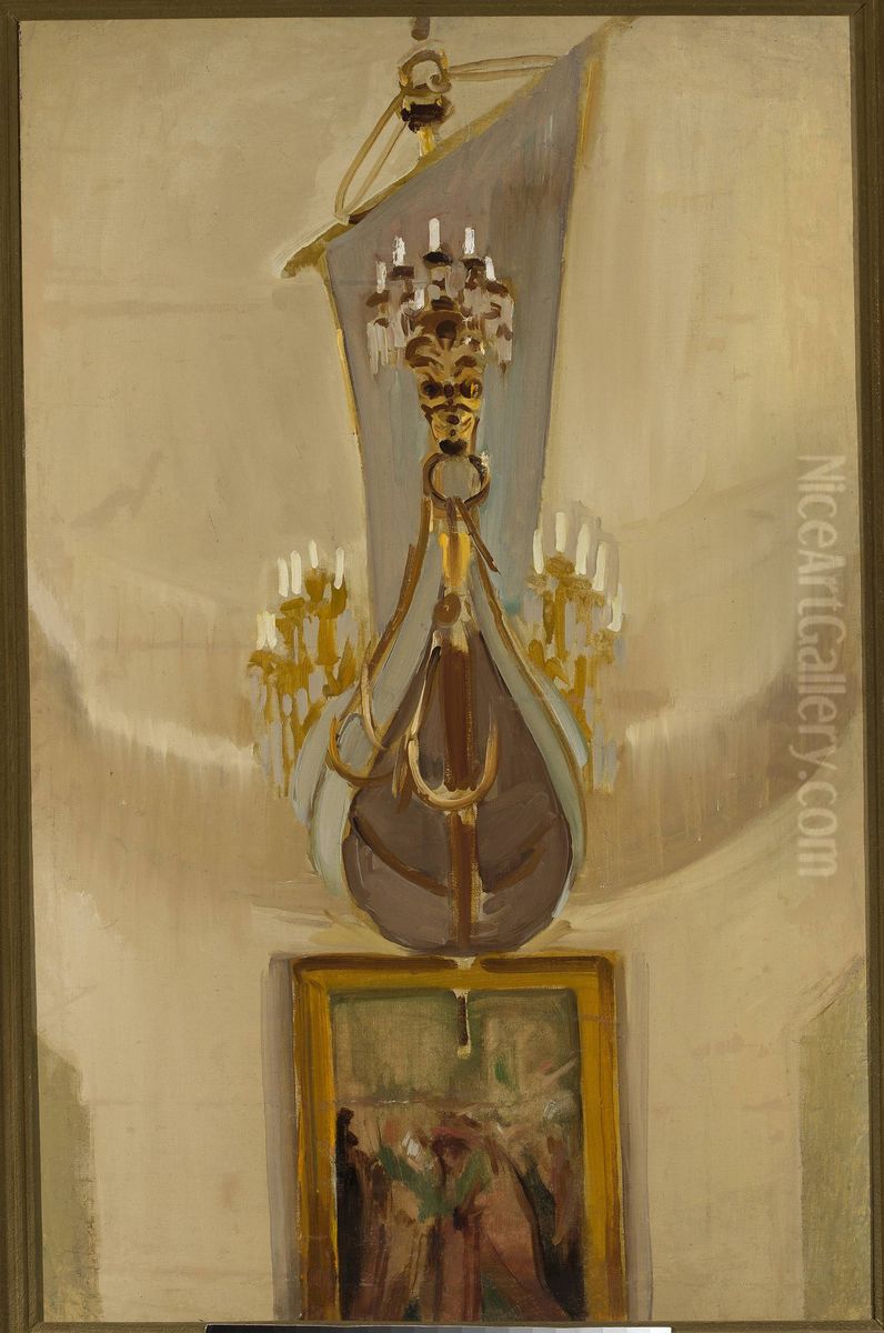 Fragment of interior of the Church of St Peter and St Paul in Vilnius Oil Painting by Konrad Krzyzanowski