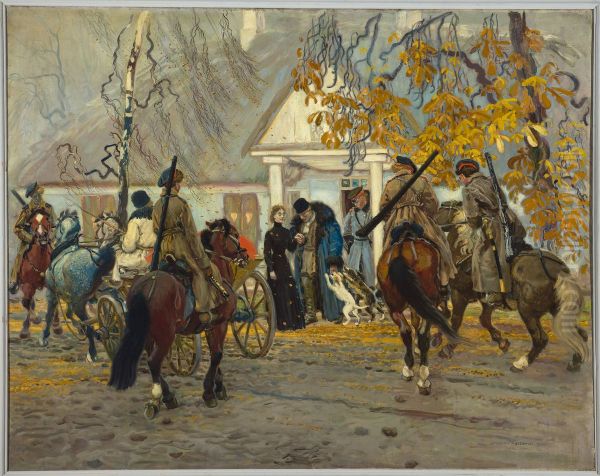 Insurgent arrested Oil Painting by Stanislaw Maslowski