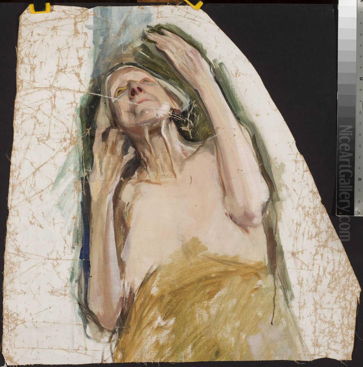 Study of an old woman Oil Painting by Konrad Krzyzanowski